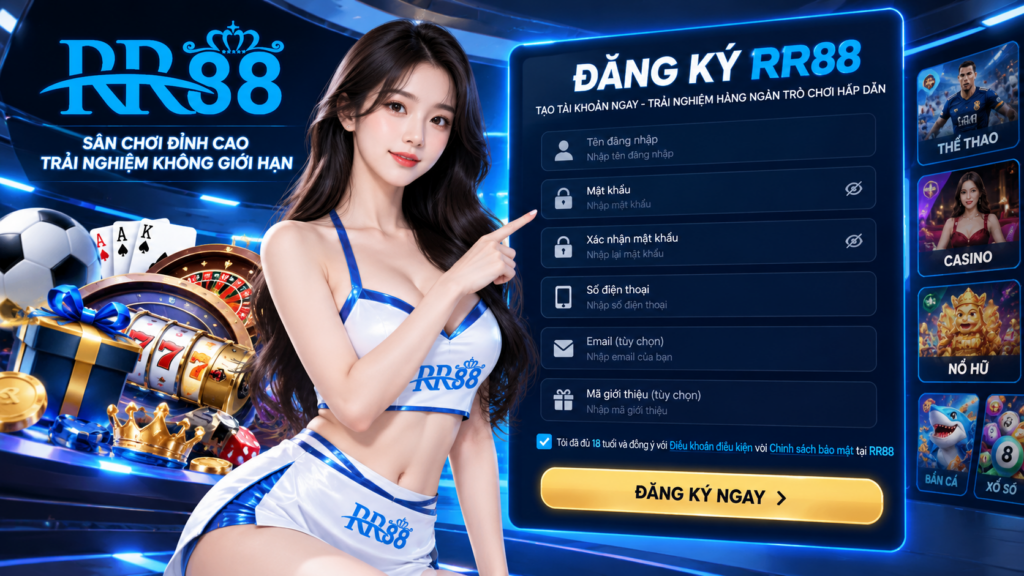 Giao diện tổng quan khu vực Đăng Ký RR88