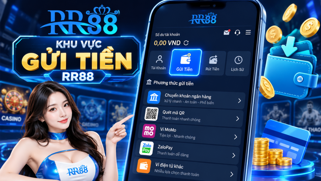 Giao diện tổng quan khu vực Gửi Tiền RR88